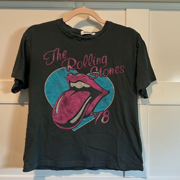DAYDREAMER Rolling Stones 78 Ticket Boyfriend Tee in Vintage Black Size X-Small - Picture 2 of 5